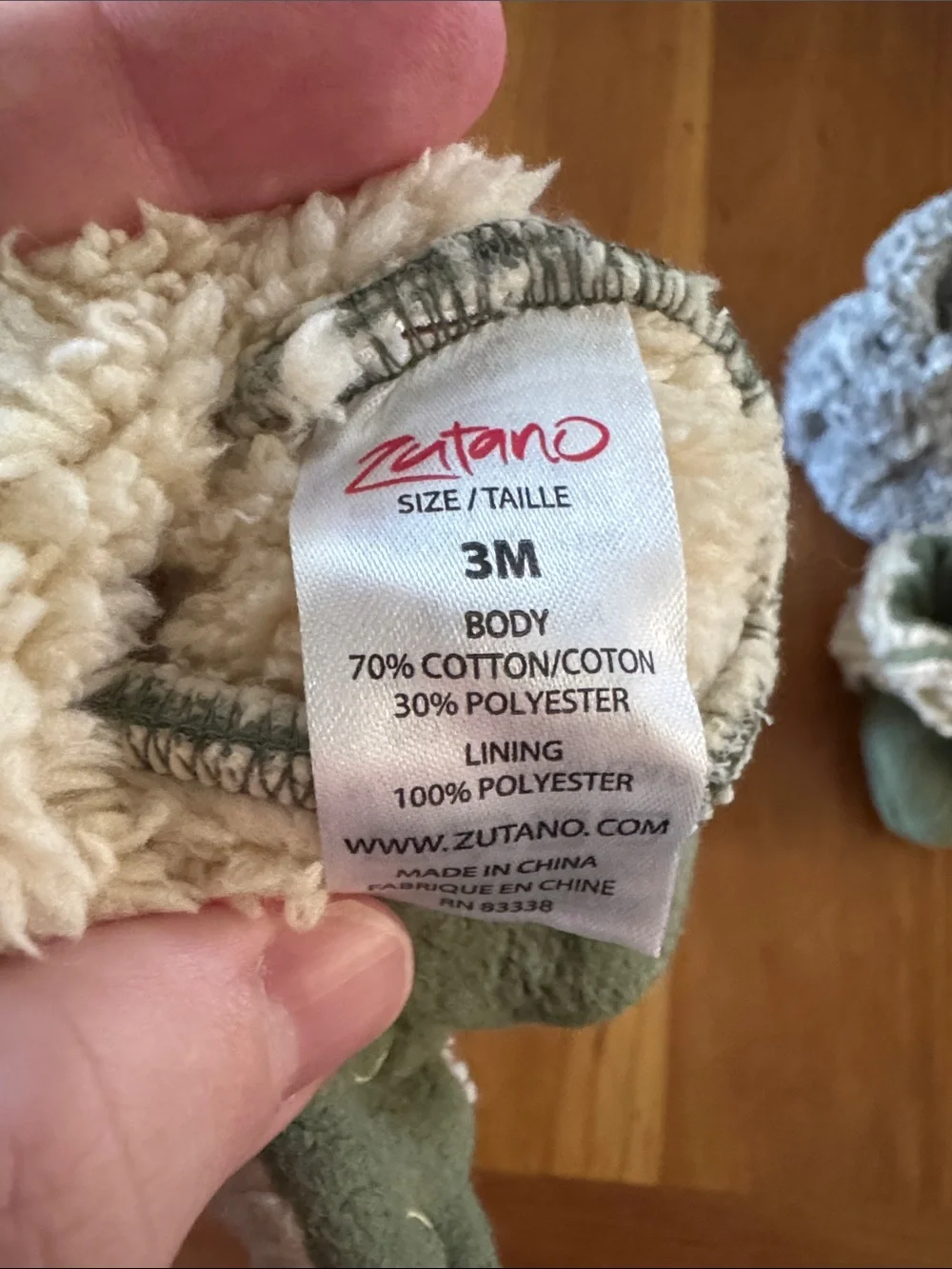 Zutano Baby Booties in Gray and Sage Green with Cream Trim